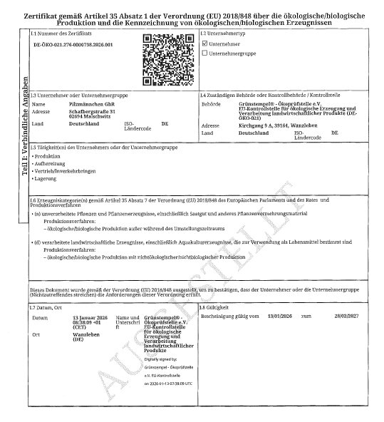 Grünstempel Zertifikat