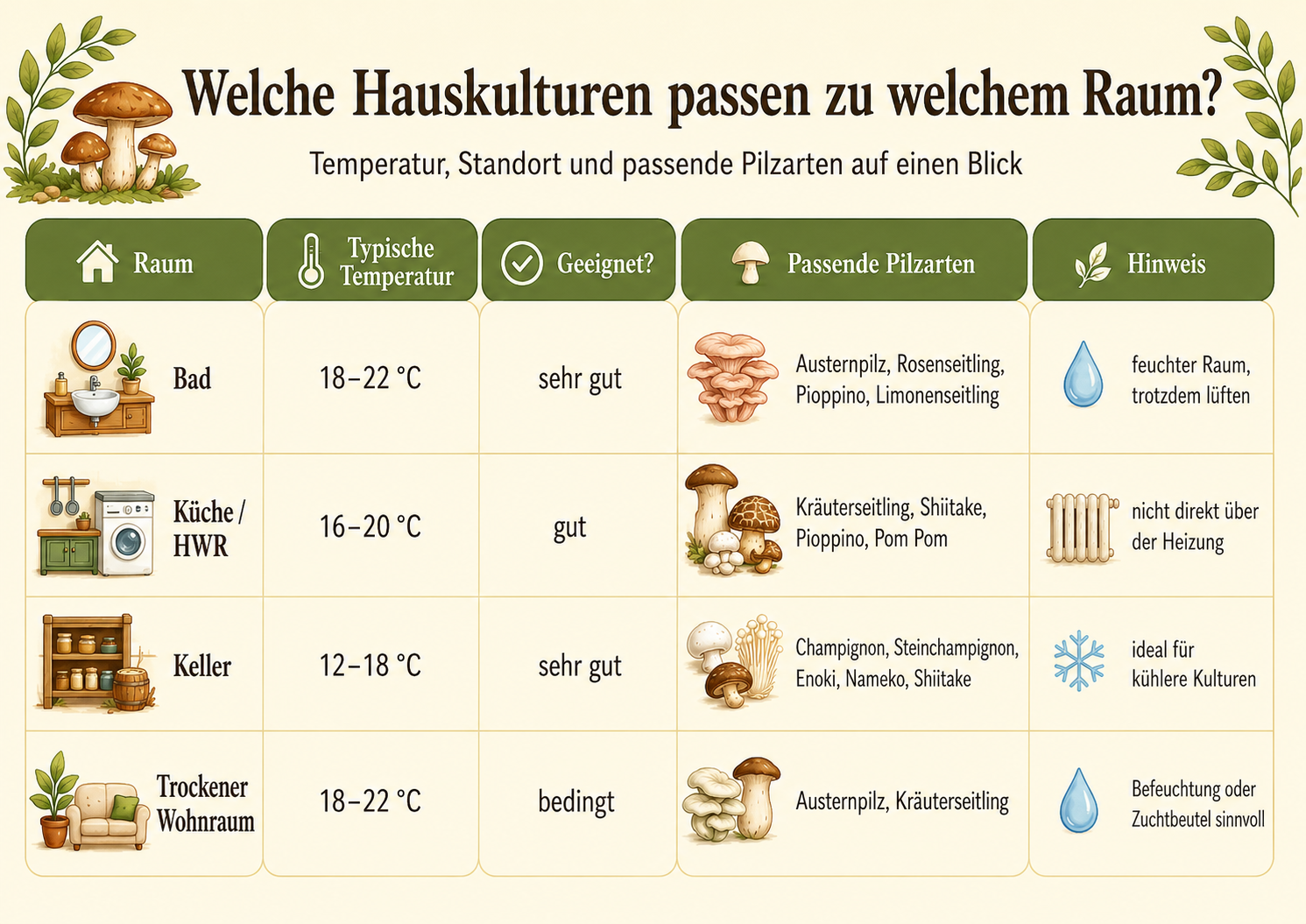 Welche Hauskulturen passen zu welchem Raum?