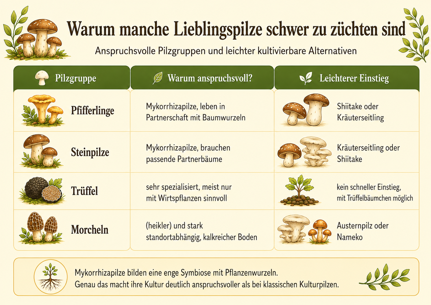 Welche Pilze lassen sich nicht einfach züchten?