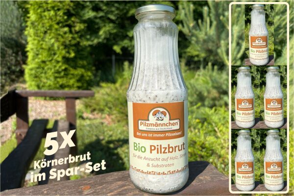 Eierporling-Pilzbrut BIO Körner-Pilzbrut 5 x 1 Liter sortenrein